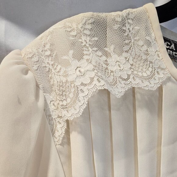 Vintage Monica Richards Dress Size 14 Pleated Ivory Lace - Picture 3 of 10